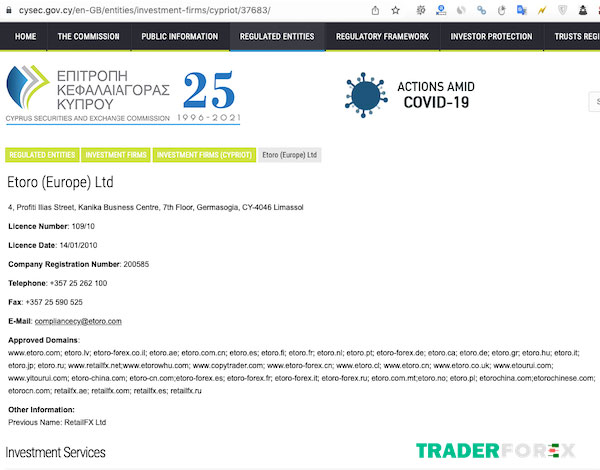 eToro được cấp phép bởi CySEC
