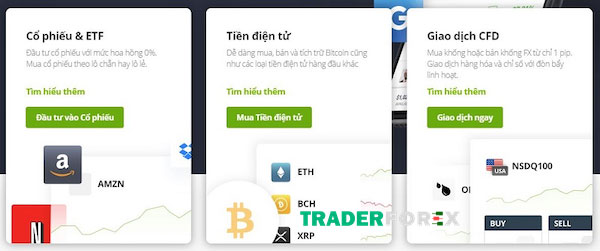Các sản phẩm giao dịch trên sàn eToro