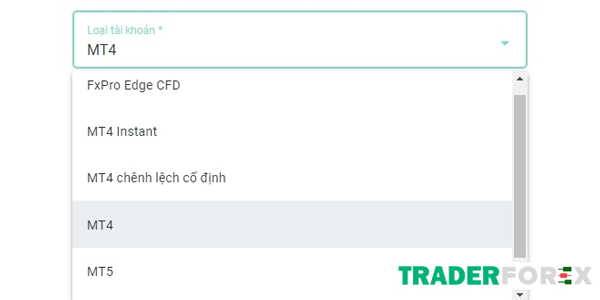 Tài khoản MetaTrader 4 được cung cấp bởi FxPro