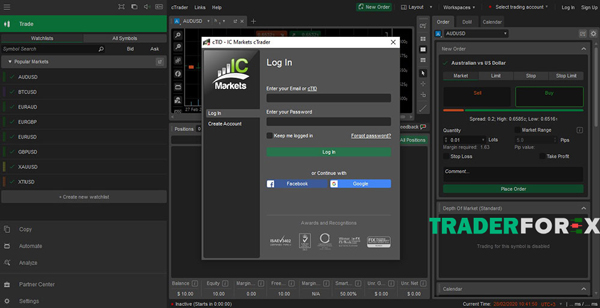 Nền tảng cTrader tại sàn forex ICMarkets